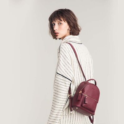 

JESSIE&JANE&Jane womens bag shoulder bag Europe&America simple fashion backpack 2325 leather ladies small bag black