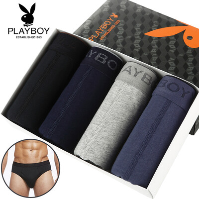 

Playboy PLAYBOY Мужское нижнее белье Мужские трусики Хлопчатобумажная талия Твердая эластичность Свободные шорты 4 Pack Black + Flower Grey + Royal Blue + Blue Grey L (170/95)
