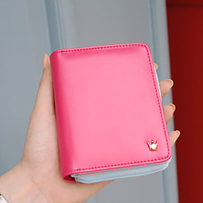 

Short wallet Korean version of the Korean zipper two fold wallet crown wallet multi-card lady wallet