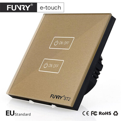 

FUNRY ST2 2Gang ЕС Стандартный сенсорный экран Smart Switch поверхности водонепроницаемый закаленное стекло 170-240V RF433MHz освещение Сенсорный выключатель