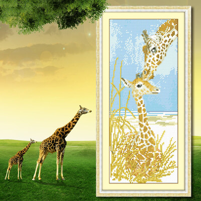 

embroider DIY DMC Cross stitchSets For Embroidery kits Giraffe s mother& child loves factory direct sale