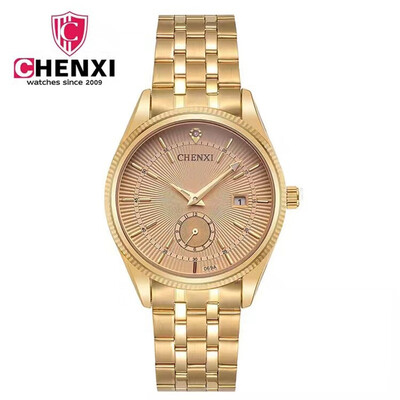 

Top Brand CHENXI Luxury Fashion Gold Watch Men Business Quartz Wristwatch Calendar Elegant Clock