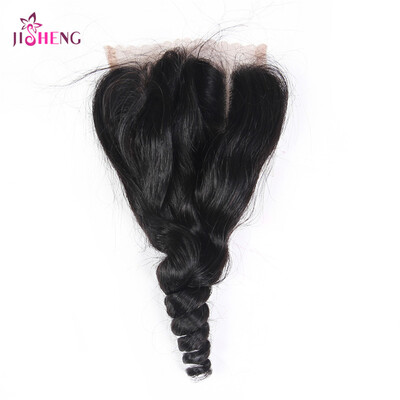 

Brazilian Virgin Human Hair Extensions1 Pcs 44 Swiss Lace Closure Loose Wave Hair