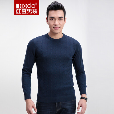 

Red beans Hodo men's sweaters men fashion imitation twist-shaped jacquard men's round neck Slim sweater S5 black 180 / 96A