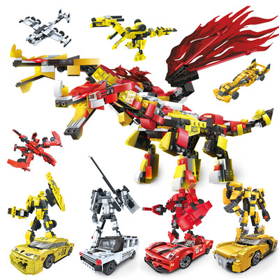 

Frustrated Model (LR) Children's Transformer Toy Building Rupture Diamond Ebola Double-headed Dragon (4 models 23 kinds of deformation) 1028 Number of blocks