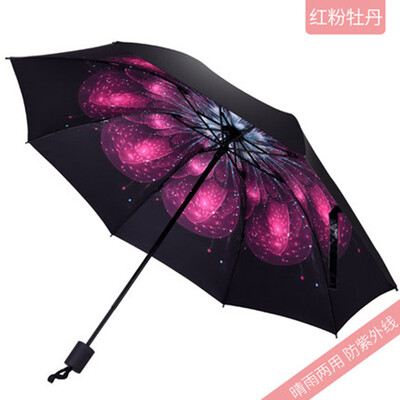 

Cntomlv Sun umbrella double sun umbrella sun shade UV light small black glue three fold Korean