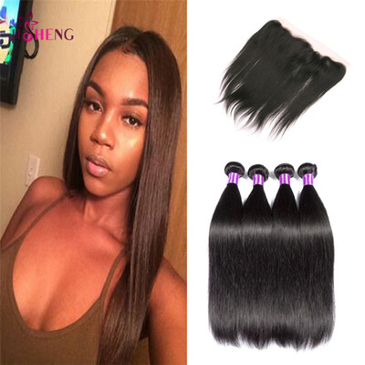 

Brazilian Virgin Hair Straight Wave 8A Grade Unprocessed Virgin Brazilian Human Hair 4 Bundles 400g With 134 Lace Frontal