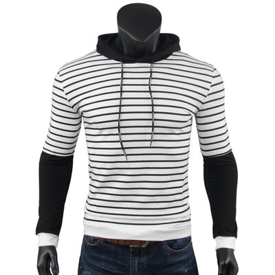 

SHUYI Fall Mens Hot Striped Sweater Mens Hooded Long Sleeve Clothes Young Sleeve Tops