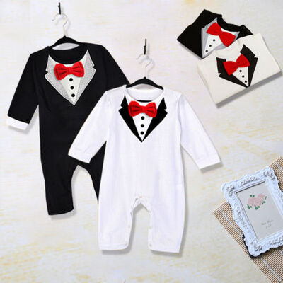 

1Pcs Boy Baby Kids Toddler Bowknot Gentleman Romper Jumpsuit Clothes Outfit 0-36