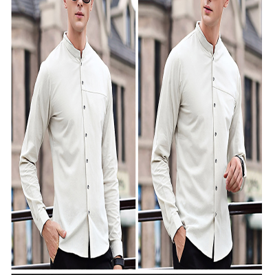 

Men's Blouse Fall New China Wind Cotton Long Sleeve Pure Color Print Simple Casual Shirt Collar Men's Shirt