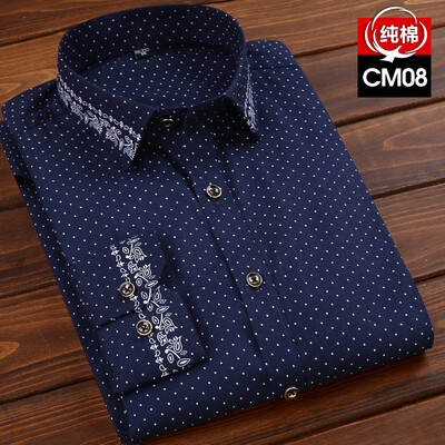 

Business Gentleman Youth Men Long Sleeve Shirt Spring Autumn Silm Fit Fashion Floral Printing