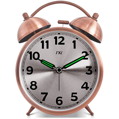 

4.5 Inch Double Bell Alarm Clocks Metal Silent Sweep Loud Alarm Kids Table Clock 4.5 Inch Bell Night Light Large Number Alarm Cloc