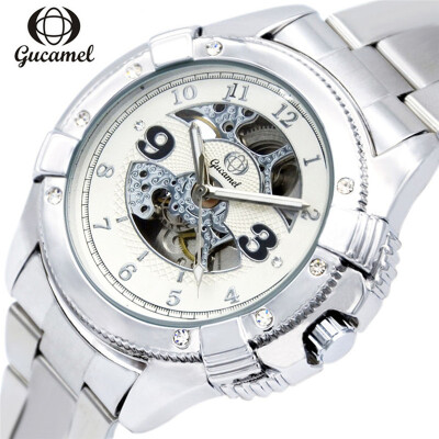 

GUCAMEL Fashion Men Business Mechanical Watch Luxury Full Steel Automatic Skeleton Watch