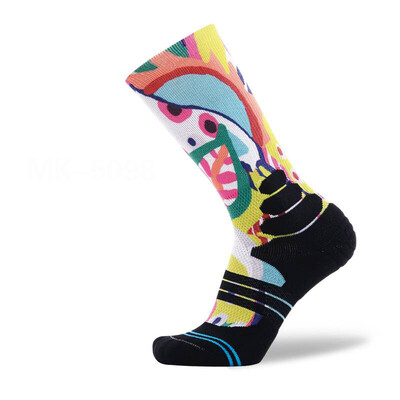

MEIKAN Men Printed Sport Socks Basketball Cycling Road Socks Compression Ankle Sokken Calcetines Ciclismo Hombre Basketball Sock