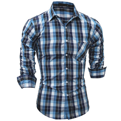 

Brand 2017 Fashion Male Shirt Long-Sleeves Tops Spring New Classic Plaid Mens Dress Shirts Slim Men Shirt ASDD