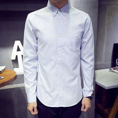

Men Casual Long Sleeve Shirt Spring Autumn Youth Popular Silm Fit Oxford Textile