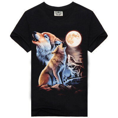 

MEN BONE 2017 Hot Men's Fashion Tee 3D The wolves in the moon T-Shirts