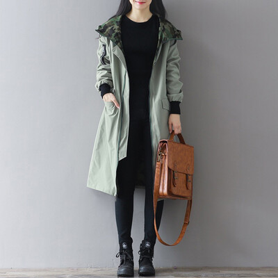 

City plus CITYPLUS 2017 autumn&winter new women&39s fashion in the long coat coat camouflage casual windbreaker CWWT179373 army green L