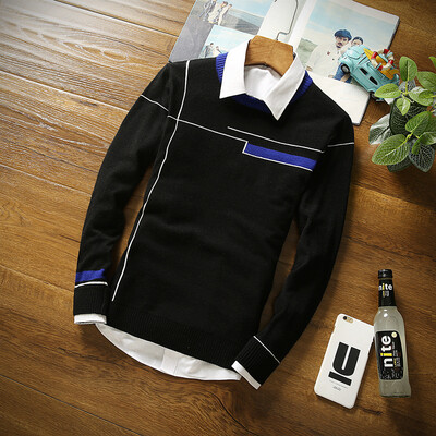 

2017 autumn and winter models men sweater youth sweater casual fight color tide men sweater as gift for men