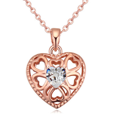 

Heart Pendant Necklace For Women Rose Gold Color Austrian Crystal High Quality Gift Bride Wedding Jewelry .20593