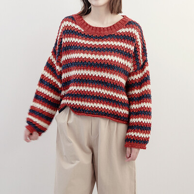 

2017 autumn and winter new women's striped women's long-sleeved sweater