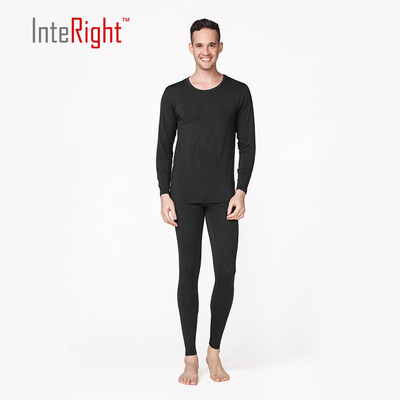 

INTERIGHT autumn and winter clothing Qiuqi men base round neck thermal underwear suit black L