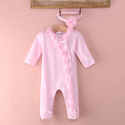 

Long Sleeve Newborn Infant Baby Girls 0~7M Romper Headband Clothes Outfits Set