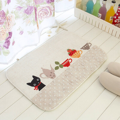 

Jingdong supermarket green reed personalized printing&dyeing mats mattress water suction non-slip bathroom kitchen mats small black cat 40 60cm