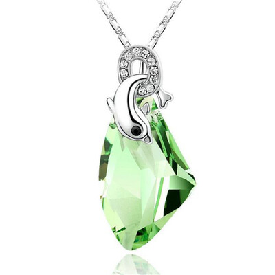 

Austrian Crystal Necklace Dolphin Pendant Women High Quality Red Rhinestone Fashion Jewelry Anniversary Gift 979