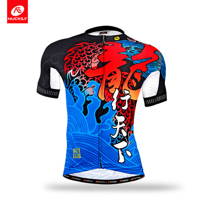 

NUCKILY Men's Summer bike jersey traditional Chinese element dragon style cool max cycling jersey top