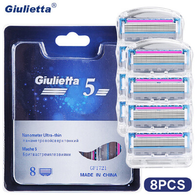 

Giulietta Razor Blade Holder 8pcs/lot,High Quality Face Care Shaving Razor Blade For Men F5 Blades GF1721