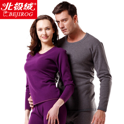 

Arctic velvet Bejirog thermal underwear for men&women couples plus velvet thick round neck autumn clothing long trousers suit female models purple 175