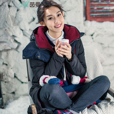 

Yin Man INMAN 2017 autumn&winter new style Fan hood fake two pieces down jacket female long paragraph thick loose loose winter feather jacket 8531210210 midnight black