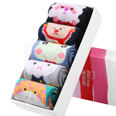 

Arctic velvet 5 pairs of women in the tube socks female autumn&winter wool socks warm cartoon socks women are code