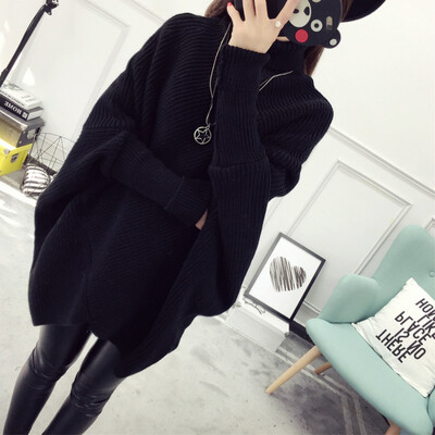 

Autumn and winter long sweater sets of women loose bat shirt sweater thick jacket high collar winter women