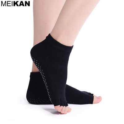 

Open Toe Yoga Sock Professional Pilates Colorful Silicone Non-slip Sox 5 Fingers Compression Sports Socks
