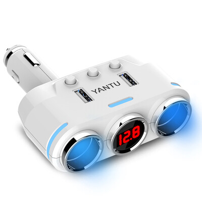 

YANTU 2 USB Port 2 Way 31A Blue Led Car Cigarette Lighter Socket Splitter Hub Power Adapter 12V-24V For iPad Smartphone DVR GPS