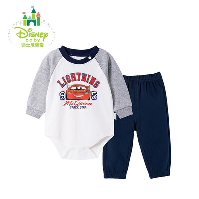 

[Jingdong delivery] Disney (Disney) children's clothing baby Siamese clothing long-sleeved suit male baby package fart clothing outfit 171T671 flower gray 59cm