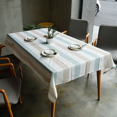 

Yuan Yuan Inspiration Stripe Tablecloth Nordic Blue White Gray Striped Coffee Table Cloth Cotton Room Drawing Table Rectangular 130180cm