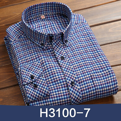 

Casual Men Cotton Long Sleeve Shirt Spring Silm Fit Fashion Lattice
