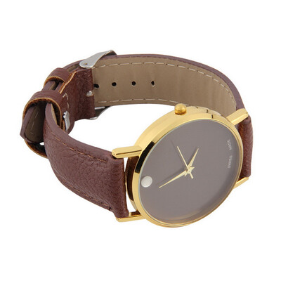 

Unisex Lovers Simple Synthetic Leather Round Dial Analog Quartz Wrist Watch