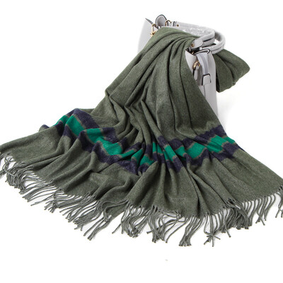 

Lan Shiyu W0381 Scarf Womens Winter Increase Warm Korean Blend Fringe Bib Dark Green