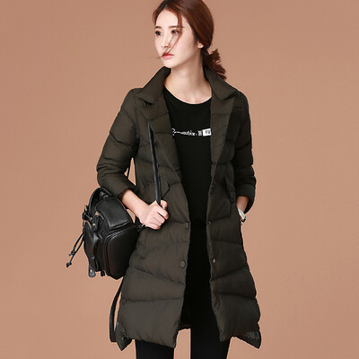 

City plus CIYPLUS 2017 winter new women's clothing art suit collar coat coat long paragraph cotton jacket jacket thick CWMF179163 dark purple