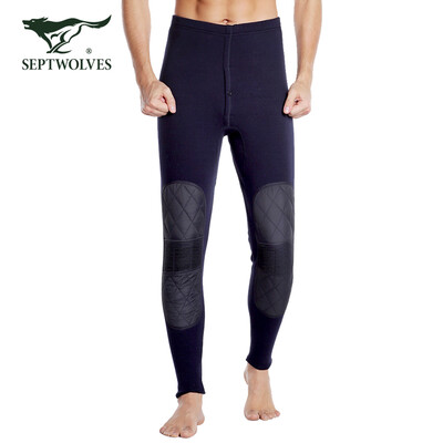 

Seven wolves mens warm pants plus velvet padded knee velvet middle&old aged warm leg pants knee pads 98993 Navy blue L