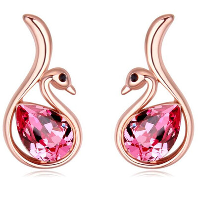 

Austrian Crystal Stud Earrings For Women Rose Gold Color Earring Rhinestone Fashion Jewelry Friendship Party Gift 21449