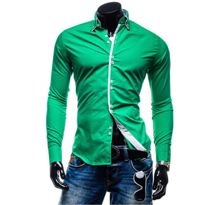 

Men Shirt Luxury Brand 2017 Male Long Sleeve Shirts Casual Solid Multi-Button Hit Color Slim Fit Dress Shirts Mens Hawaiian XXL