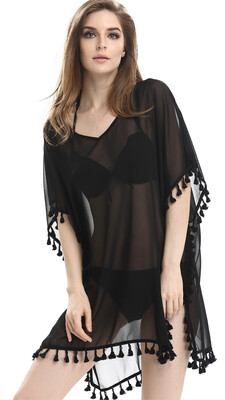 

Mooncolour Sheer Lightweight Sexy Tassel Bikinis Swimsuit Cover up