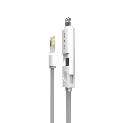 

Locks ROCK Apple Andrews 2-in-one data line Noodle phone charging cable for iPhoneX 8 7plus 6s 5 millet Huawei Samsung Meizu 1 meter gray