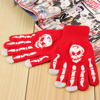 

New Fashion Halloween Knitted Wool Print Skeleton Claw Touch Screen Gloves