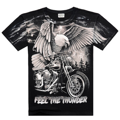 

MEN BONE 3D Personality trend T-shirt Full printing Eagle locomotive pattern